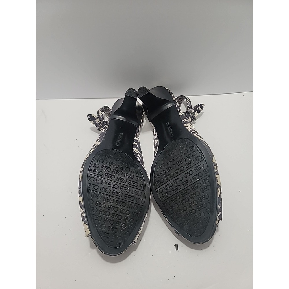 Croft & Barrow Sling Back Size 8 Bow Black/White Chunky Retro Women Kitten Heel - Picture 5 of 8